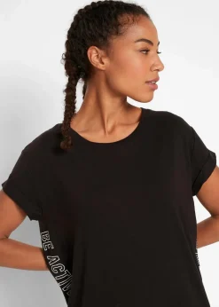 bonprix Bekleidung·Sweat|Nachhaltigere Materialien^Sport T-Shirt schwarz bedruckt