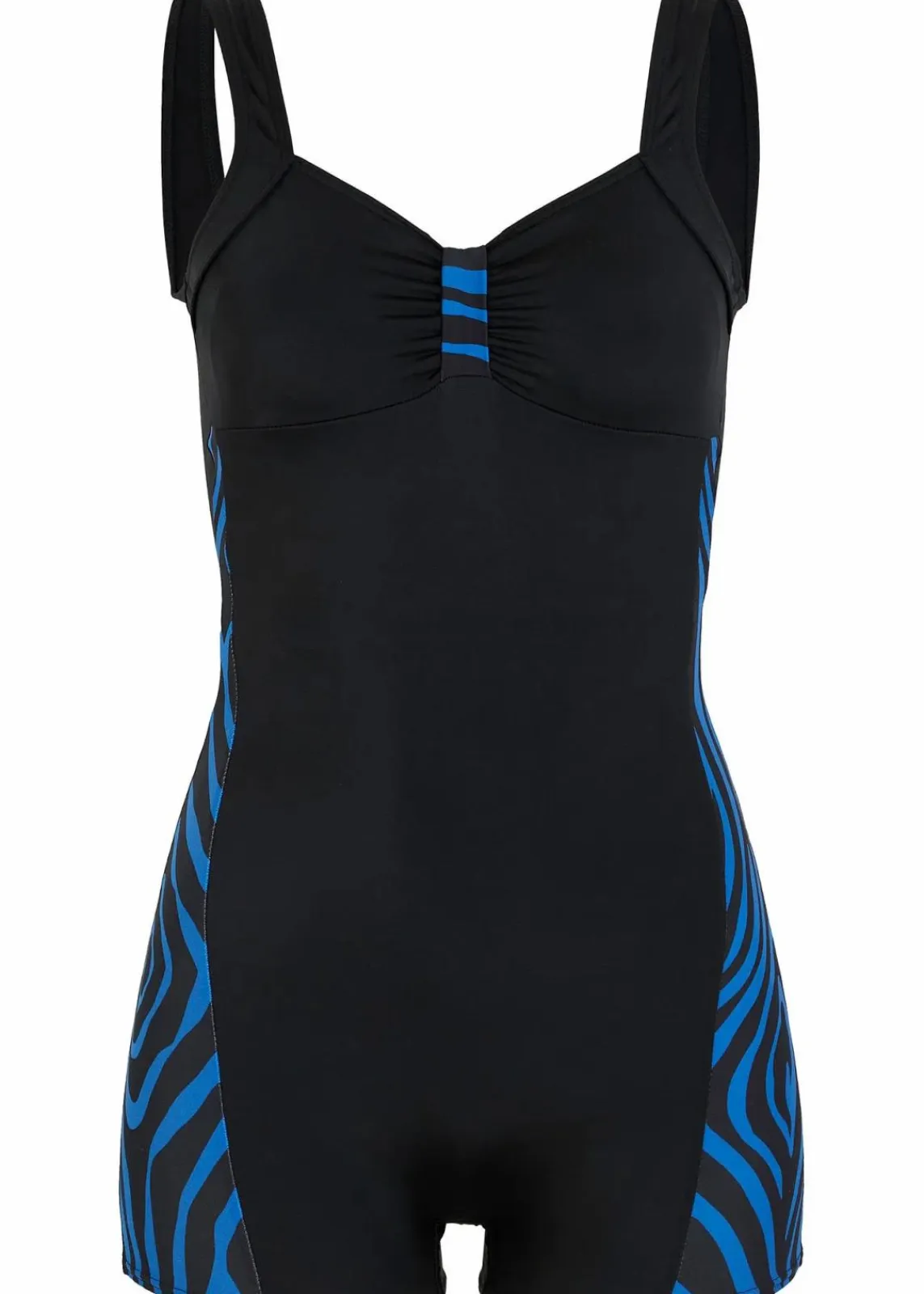bonprix Nachhaltigere Materialien|Bademode·Badeanzüge^Sport-Badeanzug mit Bein schwarz/blau