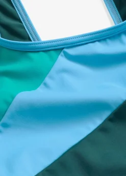 bonprix Nachhaltigere Materialien|Sport Bademode^Sport-Badeanzug mit Kontrast-Einsätzen petrolgrün/smaragd/blau