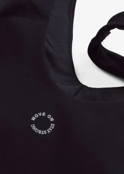 bonprix Wäsche·Bhs|Bhs^Sport-BH Top mit mittlerem Halt und baumwollartigem Griff schwarz