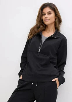bonprix Bekleidung·Sweat|Nachhaltigere Materialien^Sport-Jacke mit Stehkragen schwarz
