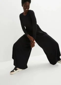 bonprix Bekleidung·Homewear|Jumpsuits^Sport-Jumpsuit aus fließender Viskose schwarz