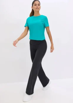 bonprix Bekleidung·Sweat|Bekleidung·Kleider^Sport-Leggings aus stabilem Baumwollgriff und geradem Bein schwarz