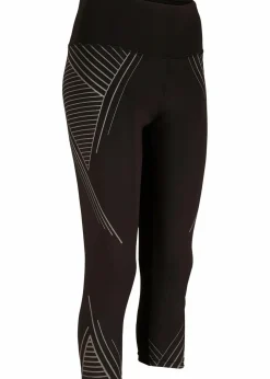 bonprix Bekleidung·Sweat|Bekleidung·Kleider^Sport-Leggings mit Tasche, 3/4-Länge schwarz graphisch bedruckt
