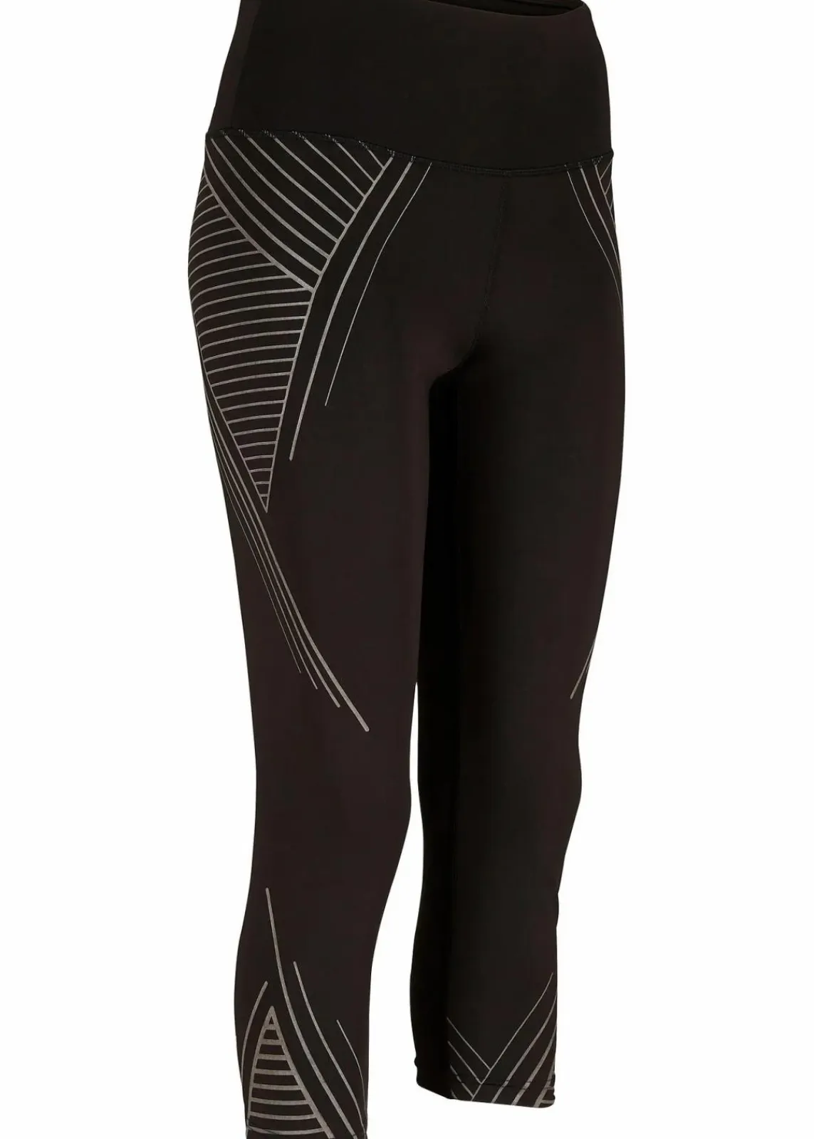 bonprix Bekleidung·Sweat|Bekleidung·Kleider^Sport-Leggings mit Tasche, 3/4-Länge schwarz graphisch bedruckt