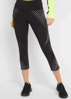 bonprix Bekleidung·Sweat|Bekleidung·Kleider^Sport-Leggings mit Tasche, 3/4-Länge schwarz graphisch bedruckt