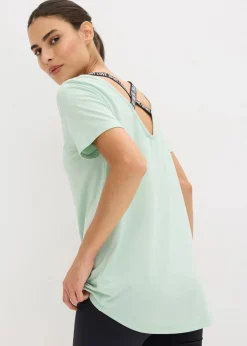 bonprix Shirts & Tops|Sportbekleidung^Sport-Longshirt mit Rückenausschnitt hellschilf