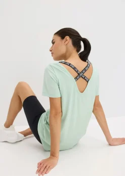 bonprix Shirts & Tops|Sportbekleidung^Sport-Longshirt mit Rückenausschnitt hellschilf