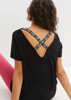 bonprix Bekleidung·Sweat|Nachhaltigere Materialien^Sport-Longshirt mit Rückenausschnitt schwarz
