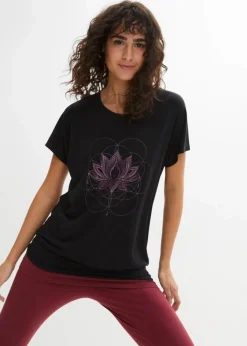 bonprix Bekleidung·Sweat|Nachhaltigere Materialien^Sport-Shirt, Loose Fit schwarz bedruckt