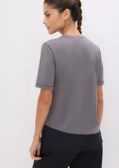 bonprix Shirts & Tops|Sportbekleidung^Sport-Shirt mit Strukturoptik granitgrau/schwarz