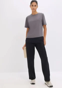 bonprix Shirts & Tops|Sportbekleidung^Sport-Shirt mit Strukturoptik granitgrau/schwarz