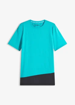 bonprix Bekleidung·Sweat|Nachhaltigere Materialien^Sport-Shirt mit Strukturoptik smaragd/schwarz