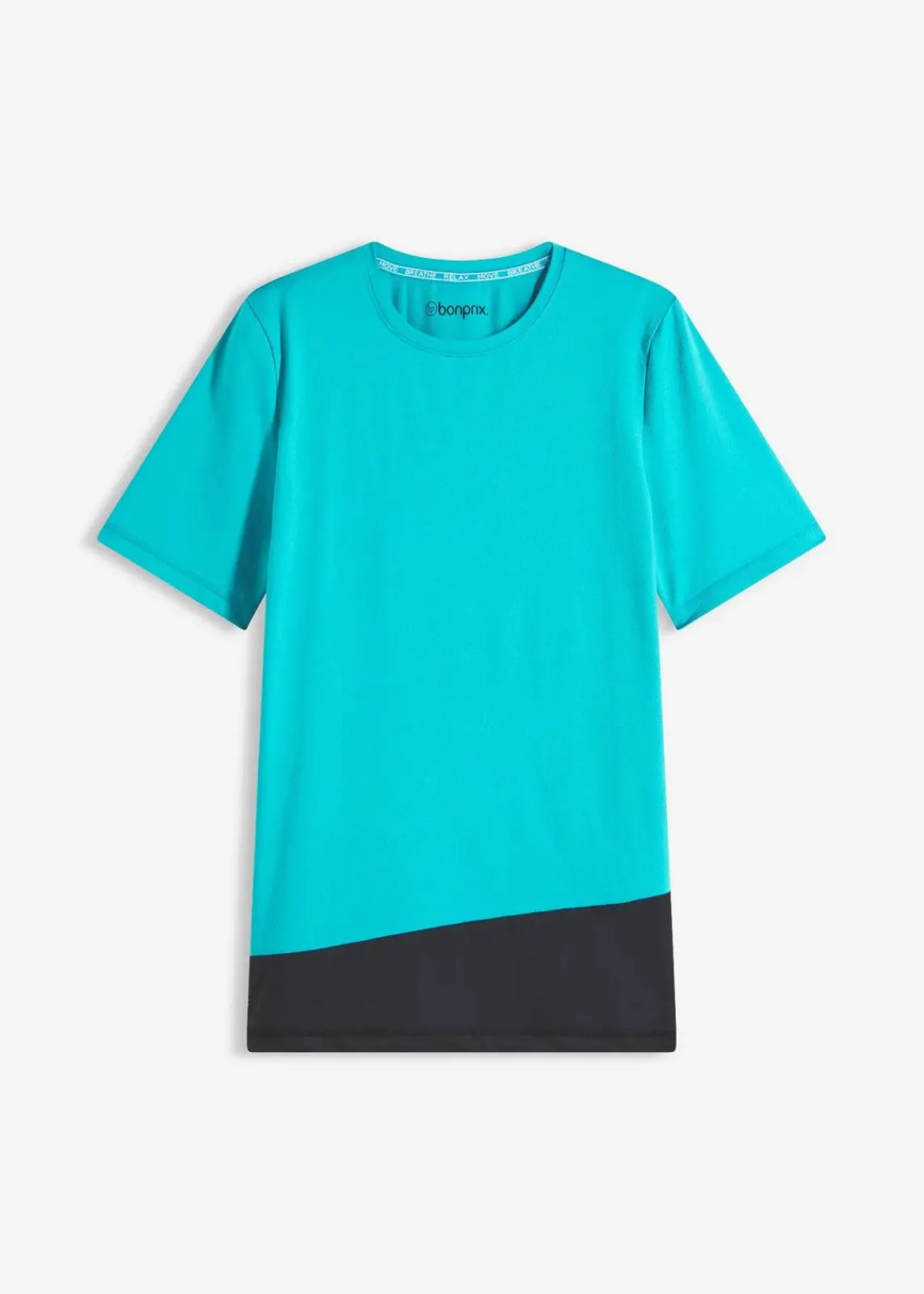 bonprix Bekleidung·Sweat|Nachhaltigere Materialien^Sport-Shirt mit Strukturoptik smaragd/schwarz