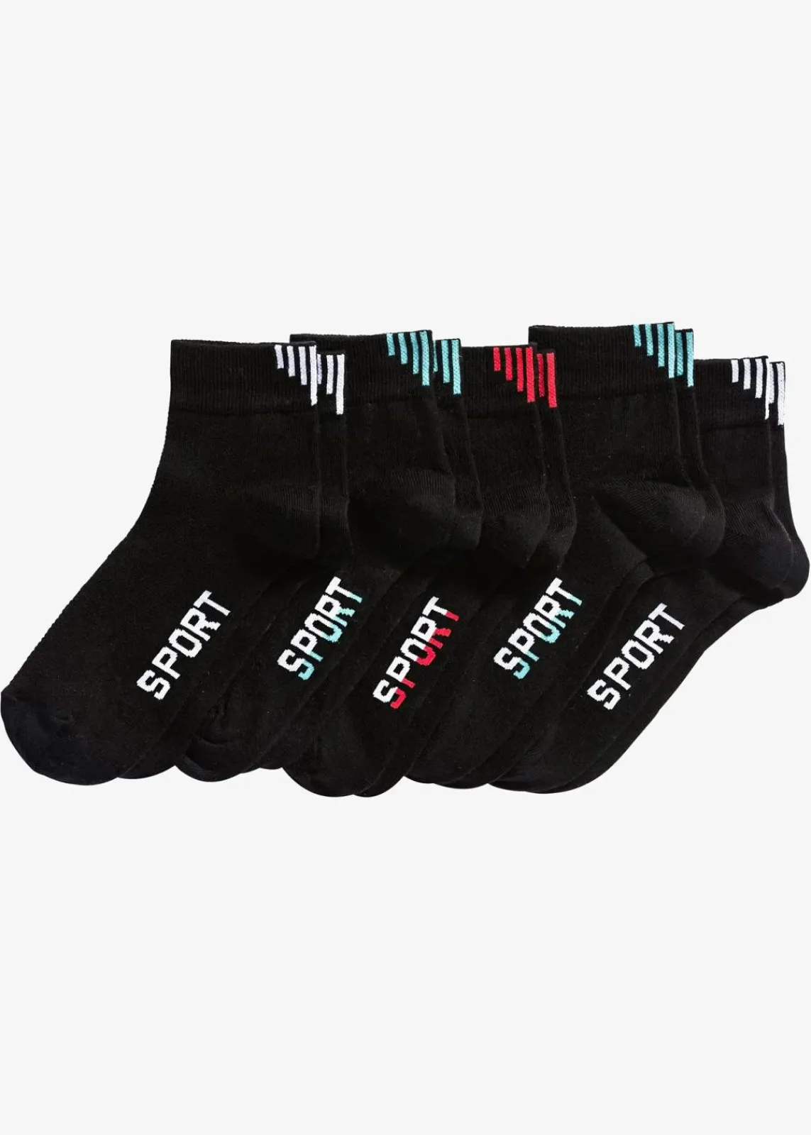 bonprix Socken|Socken^Sportsocken mit Bio-Baumwolle (5 Paar) schwarz/ farbig