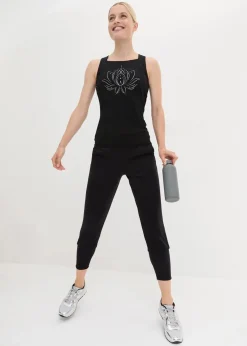 bonprix Bekleidung·Sweat|Sportbekleidung^Sport-Top mit überkreuzten Trägern schwarz bedruckt