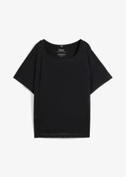 bonprix Shirts & Tops|Sportbekleidung^Sport-Top mit Mesh-Shirt (2-tlg. Set) schwarz