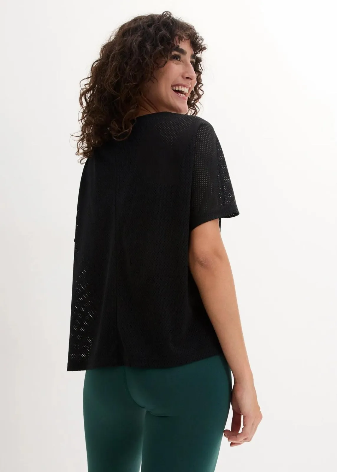 bonprix Shirts & Tops|Sportbekleidung^Sport-Top mit Mesh-Shirt (2-tlg. Set) schwarz