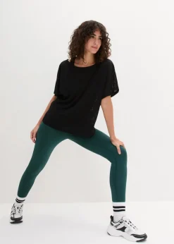 bonprix Shirts & Tops|Sportbekleidung^Sport-Top mit Mesh-Shirt (2-tlg. Set) schwarz