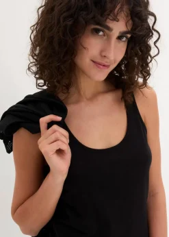 bonprix Shirts & Tops|Sportbekleidung^Sport-Top mit Mesh-Shirt (2-tlg. Set) schwarz