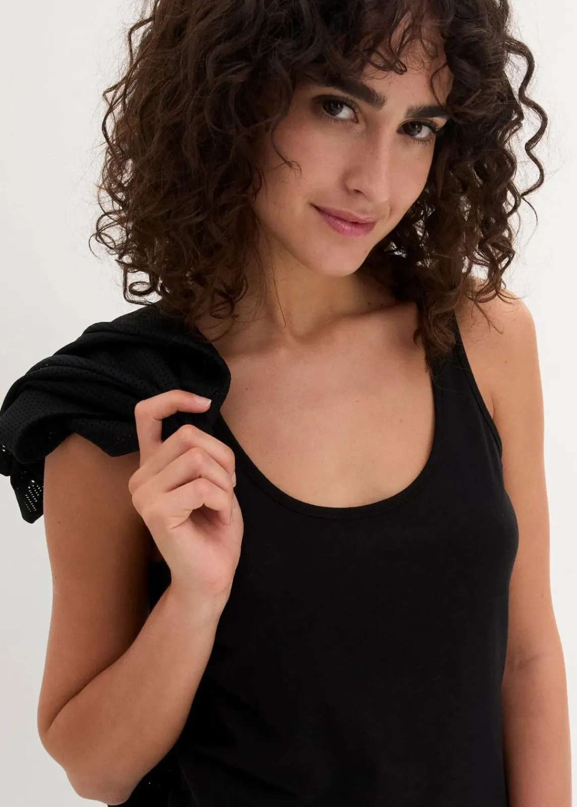 bonprix Shirts & Tops|Sportbekleidung^Sport-Top mit Mesh-Shirt (2-tlg. Set) schwarz