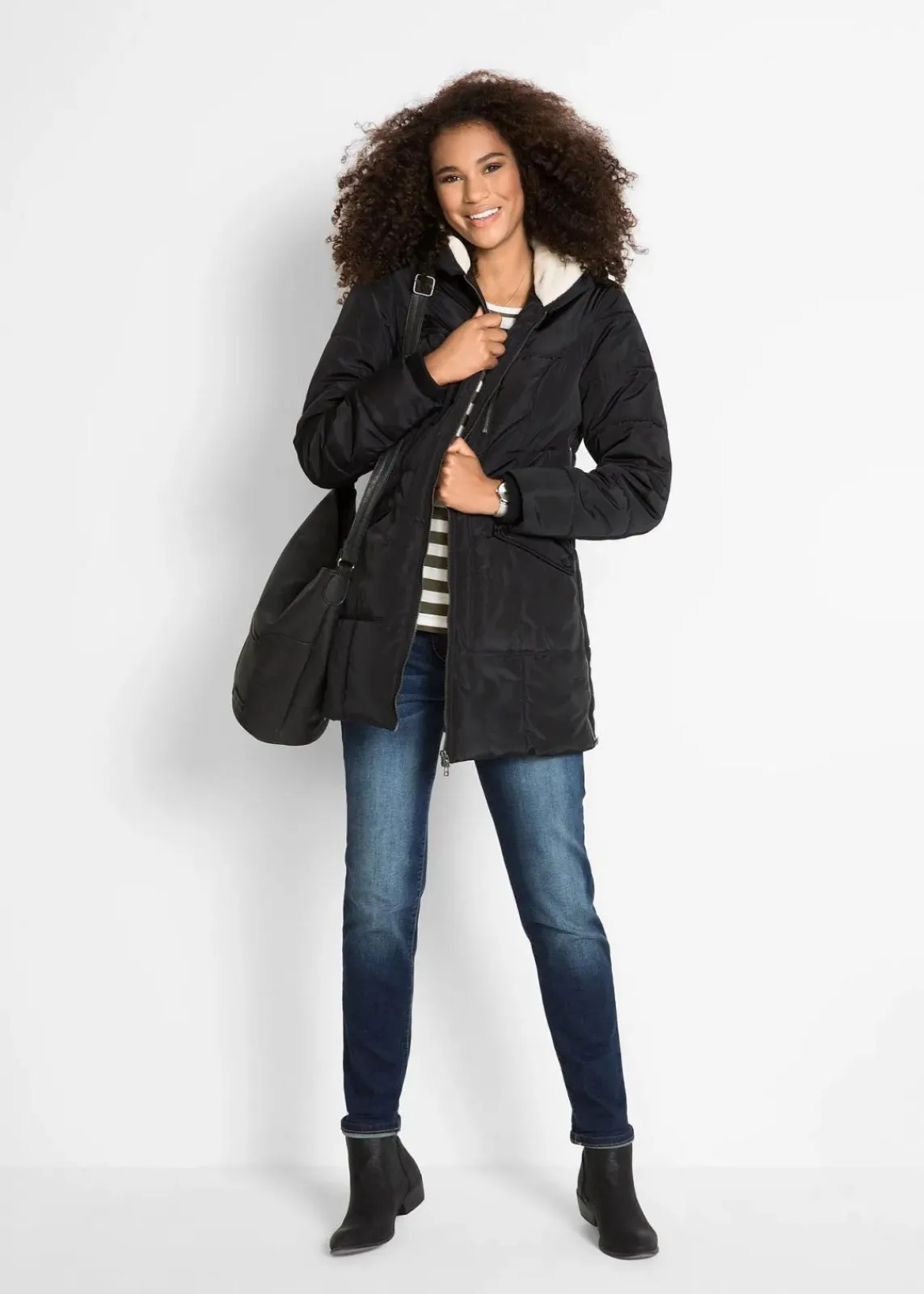 bonprix Bekleidung·Hosen|Jacken & Mäntel^Steppjacke schwarz