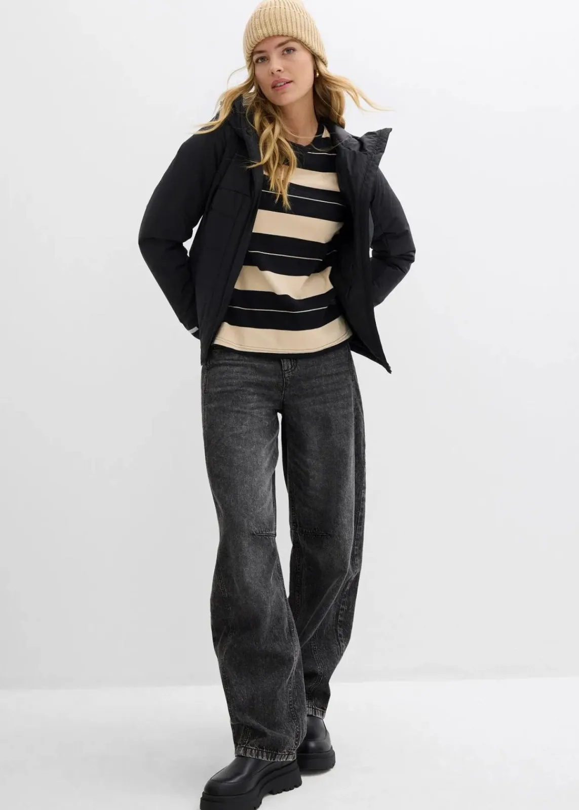 bonprix Jacken & Mäntel|Bekleidung·Hosen^Steppjacke schwarz