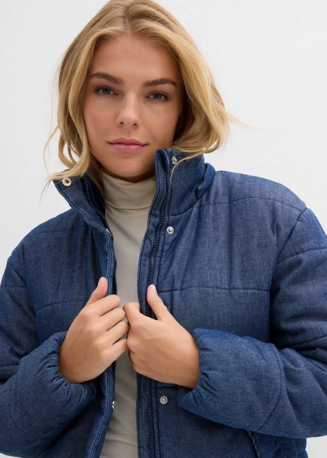 bonprix Jacken & Mäntel|Bekleidung·Hosen^Steppjacke aus Denim dunkelblau denim