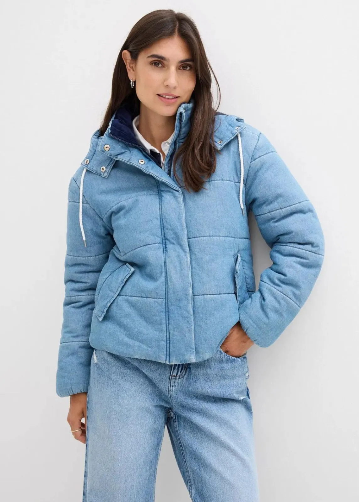 bonprix Bekleidung·Hosen|Jacken & Mäntel^Steppjacke aus Denim eisblau denim