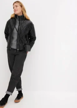 bonprix Bekleidung·Hosen|Jacken & Mäntel^Steppjacke aus Lederimitat schwarz