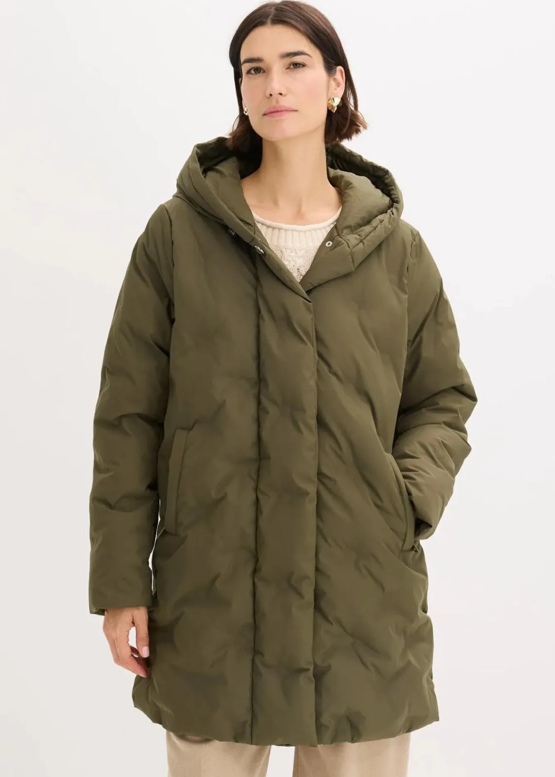 bonprix Bekleidung·Hosen|Jacken & Mäntel^Steppjacke in 2-in-1-Optik dunkeloliv