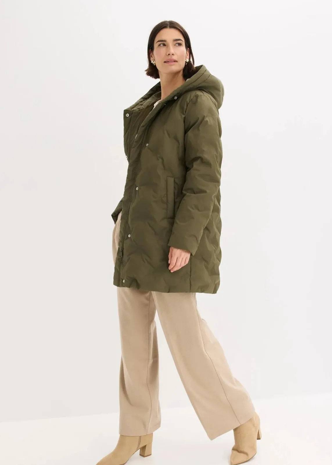 bonprix Bekleidung·Hosen|Jacken & Mäntel^Steppjacke in 2-in-1-Optik dunkeloliv