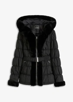 bonprix Bekleidung·Hosen|Jacken & Mäntel^Steppjacke mit Fellimitat schwarz