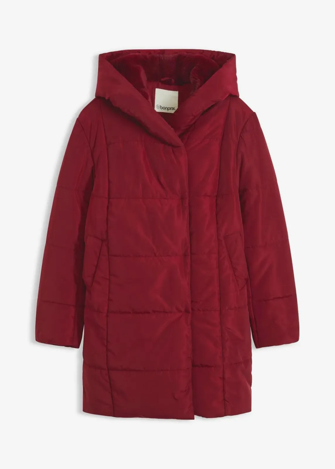bonprix Jacken & Mäntel|Nachhaltigere Materialien^Steppjacke mit Fellimitatbesatz rubinrot