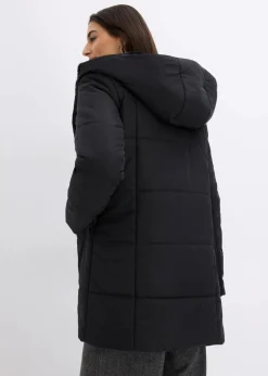 bonprix Bekleidung·Hosen|Nachhaltigere Materialien^Steppjacke mit Fellimitatbesatz schwarz