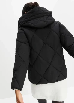 bonprix Bekleidung·Hosen|Jacken & Mäntel^Steppjacke mit Kapuze schwarz