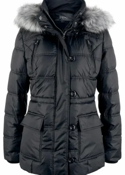 bonprix Bekleidung·Hosen|Jacken & Mäntel^Steppjacke mit Kapuze schwarz