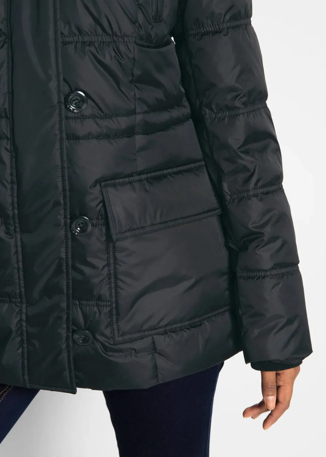 bonprix Bekleidung·Hosen|Jacken & Mäntel^Steppjacke mit Kapuze schwarz