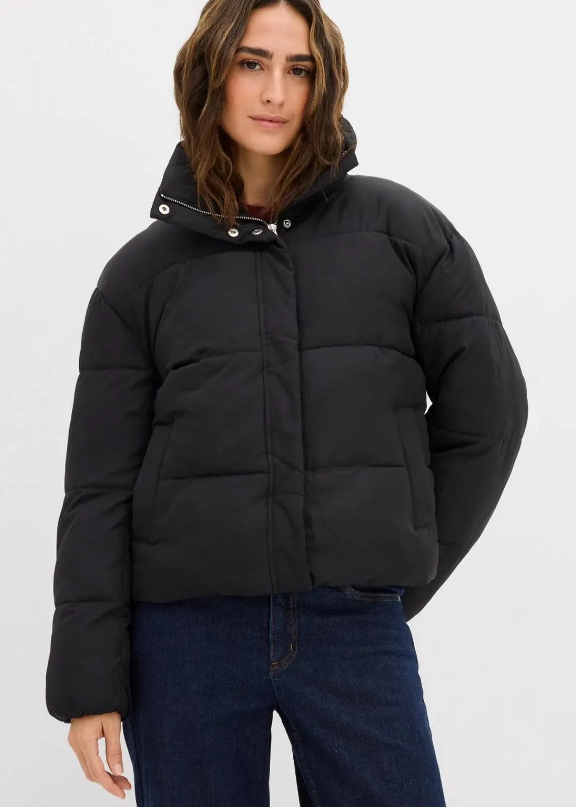 bonprix Nachhaltigere Materialien|Jacken & Mäntel^Steppjacke mit Stehkragen schwarz