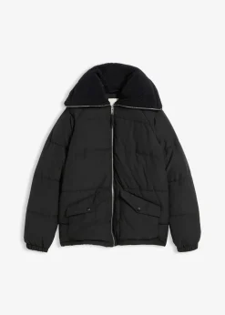 bonprix Bekleidung·Hosen|Jacken & Mäntel^Steppjacke mit Teddykragen schwarz