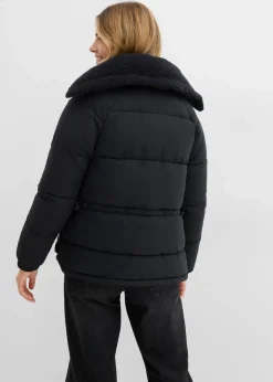 bonprix Bekleidung·Hosen|Jacken & Mäntel^Steppjacke mit Teddykragen schwarz