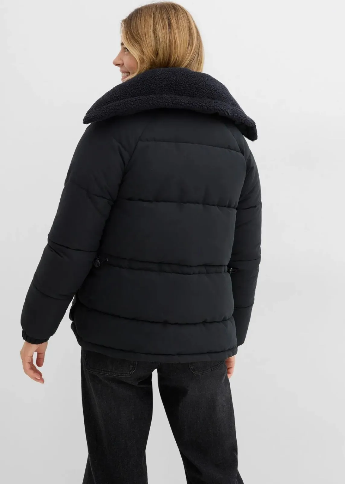 bonprix Bekleidung·Hosen|Jacken & Mäntel^Steppjacke mit Teddykragen schwarz