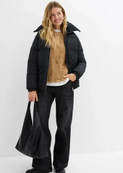 bonprix Bekleidung·Hosen|Jacken & Mäntel^Steppjacke mit Teddykragen schwarz