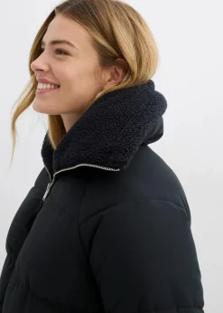 bonprix Bekleidung·Hosen|Jacken & Mäntel^Steppjacke mit Teddykragen schwarz