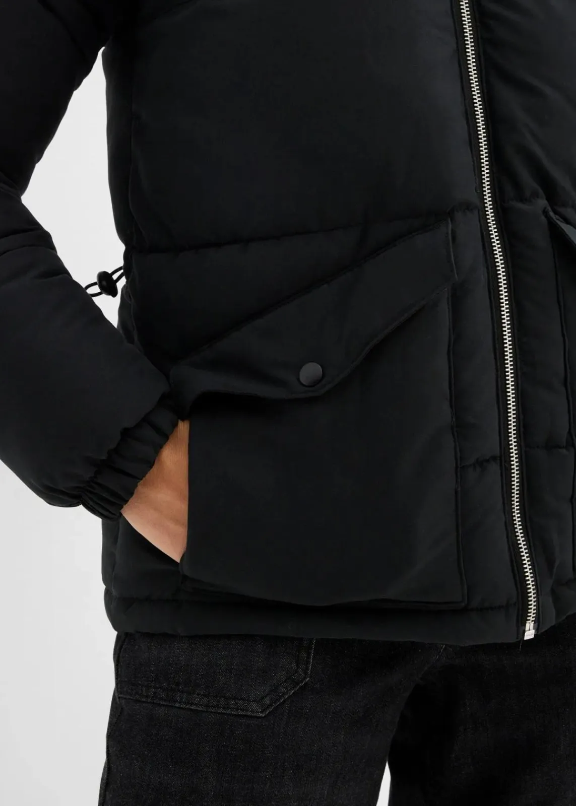 bonprix Bekleidung·Hosen|Jacken & Mäntel^Steppjacke mit Teddykragen schwarz