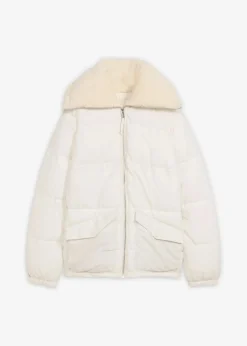 bonprix Jacken & Mäntel|Bekleidung·Hosen^Steppjacke mit Teddykragen perlweiß