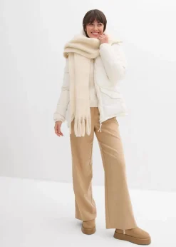 bonprix Jacken & Mäntel|Bekleidung·Hosen^Steppjacke mit Teddykragen perlweiß