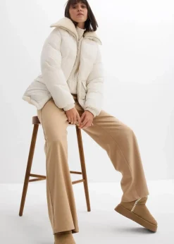bonprix Jacken & Mäntel|Bekleidung·Hosen^Steppjacke mit Teddykragen perlweiß