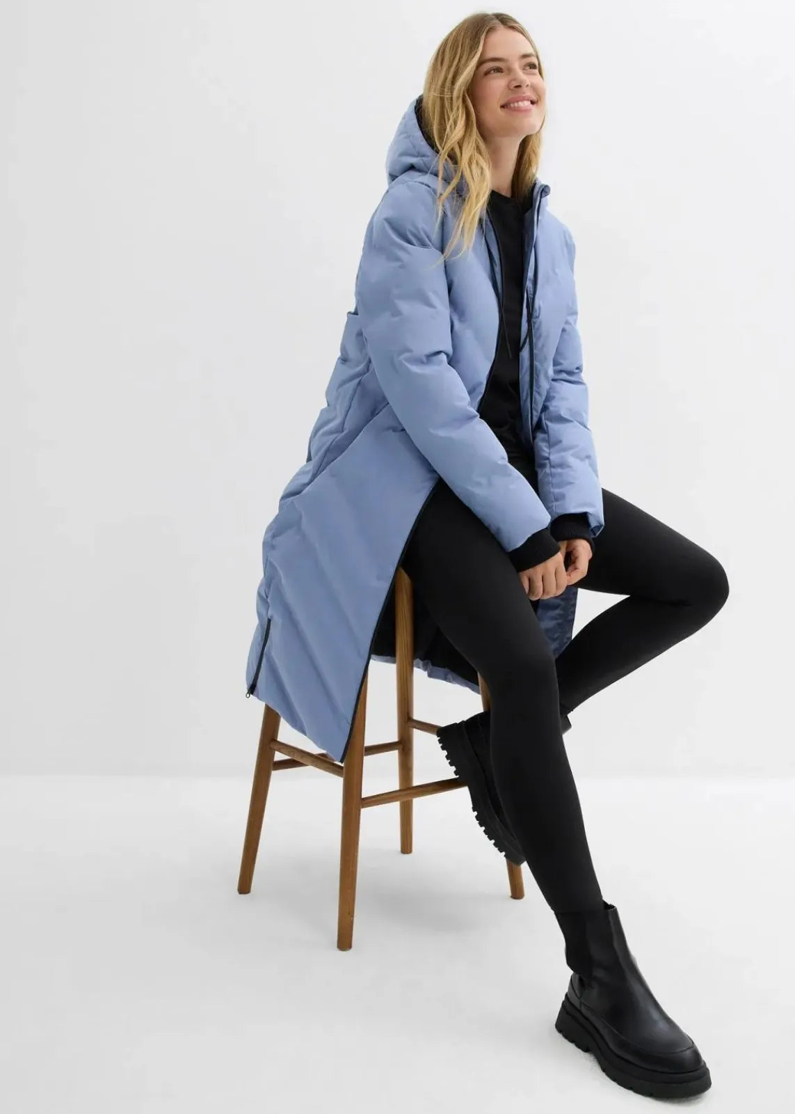 bonprix Jacken & Mäntel|Bekleidung·Hosen^Steppmantel mattblau