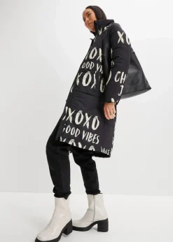 bonprix Bekleidung·Hosen|Jacken & Mäntel^Steppmantel bedruckt schwarz/natur bedruckt